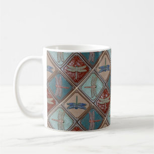 Coffee Mug with Dragonfly tiles Design
