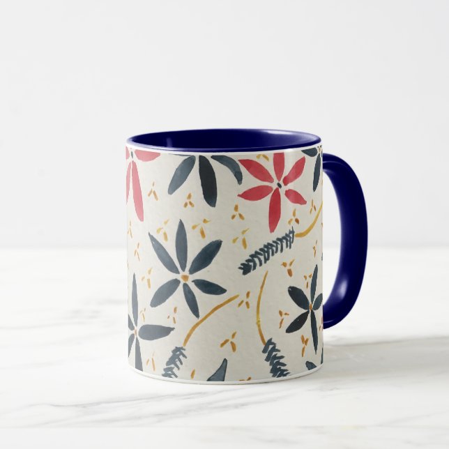 Coffee mug with floral design (Front Right)
