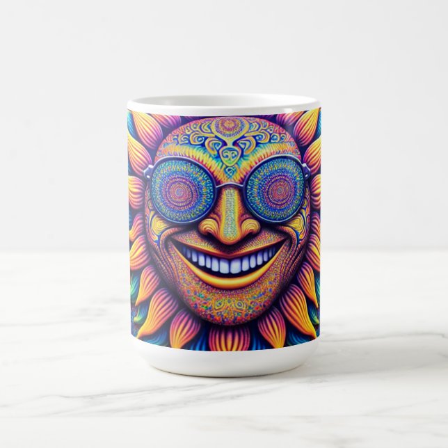 Coffee mug with hippy themes sunflower (Center)