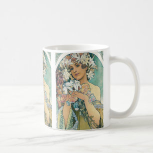 Coffee mug with Mucha design
