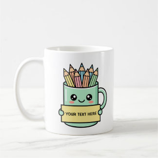 Coffee Mug With Pencils Blank Sign Pastel Graphic