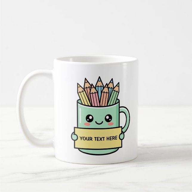 Coffee Mug With Pencils Blank Sign Pastel Graphic (Left)