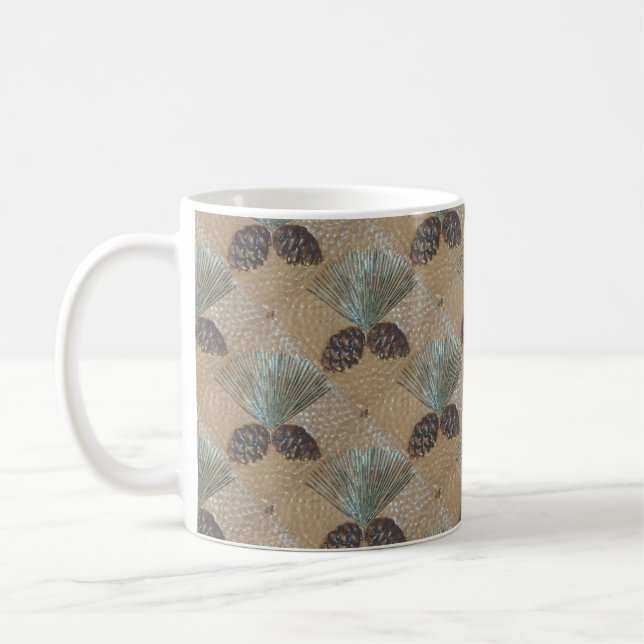 Coffee Mug with Pinecone Design (Left)
