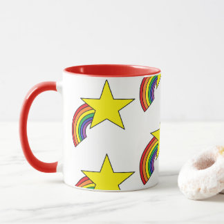 Coffee Mug With Rainbows and Yellow Stars 