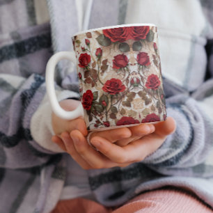 Coffee Mug with Red Rose