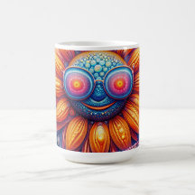 Coffee mug with vivid colours of sunflower shades