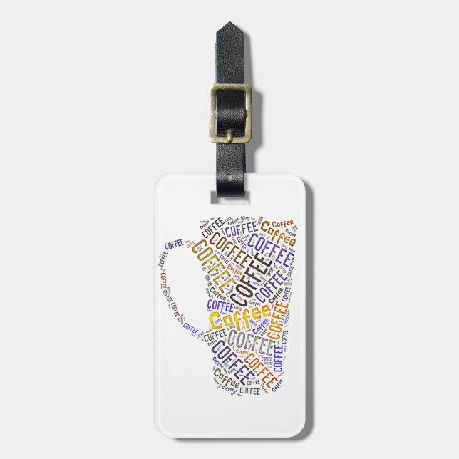 Coffee Mug Word Art Luggage Tag (Front Vertical)
