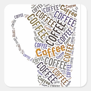 Coffee Mug Word Art Square Sticker