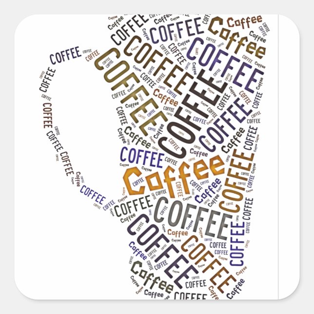Coffee Mug Word Art Square Sticker (Front)
