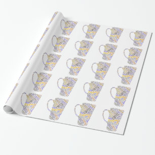 Coffee Mug Word Art Wrapping Paper