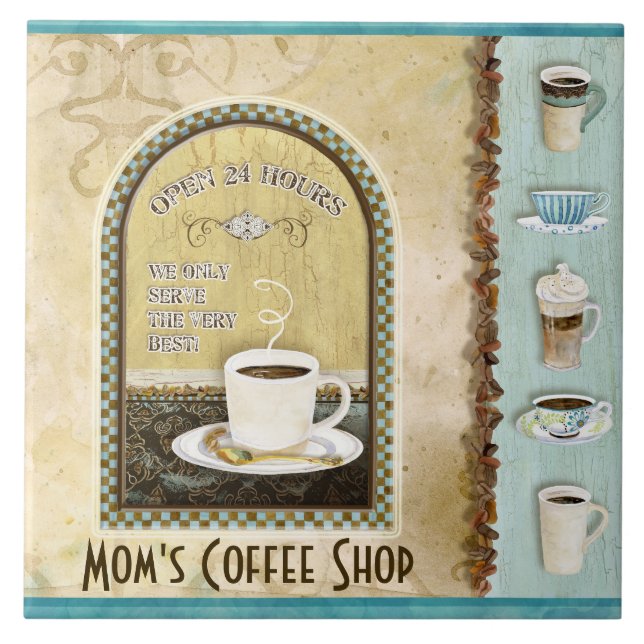 Coffee & Mum's Coffee Shop Java Latte Kitchen Art Tile (Front)