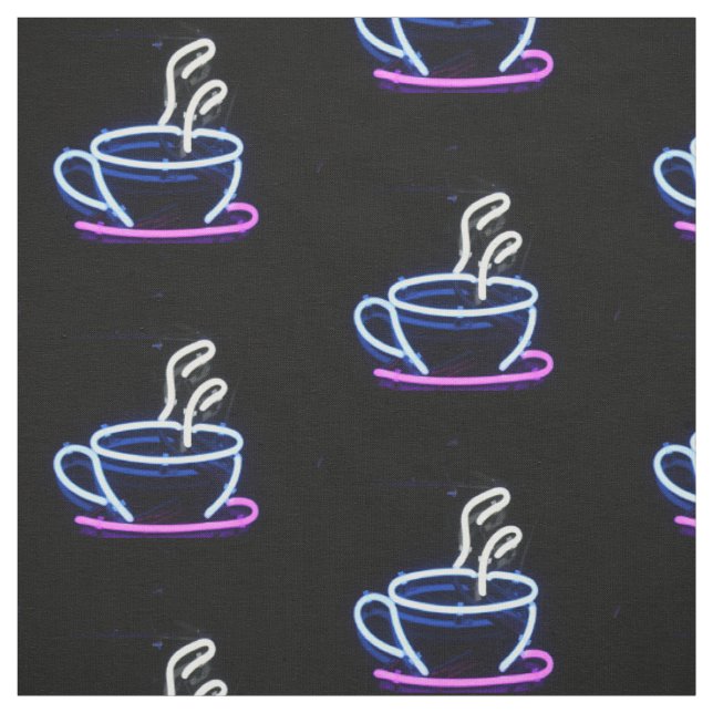 Coffee Neon Sign Coffee Cup Fabric (Swatch)