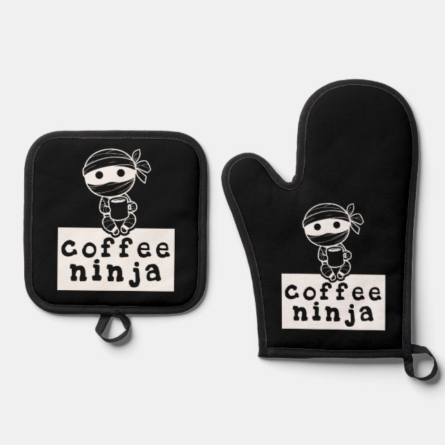 Coffee Ninja Oven Mitt & Pot Holder Set (Front)