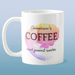 Coffee Not Paint Water Personalised Artist Humour Mug<br><div class="desc">For any artist or painter who has rinsed out their brush in their tea or coffee,  or accidentally had a sip of their paint water.  I have been there too!  Art humour to raise a smile.  Change the name to personalise.</div>