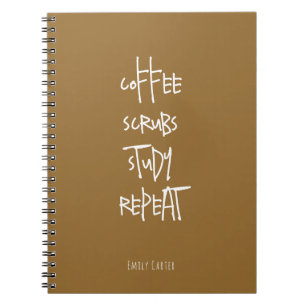 Coffee Nursing Student Study Minimalist Brown Notebook