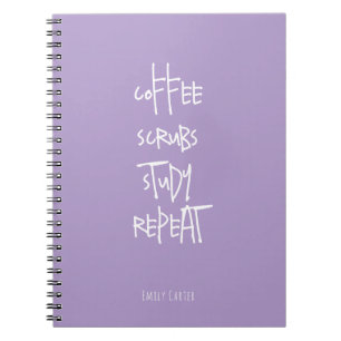 Coffee Nursing Student Study Minimalist Lavander Notebook