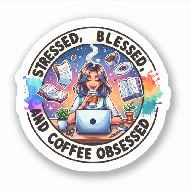 Coffee Obsessed Vinyl Sticker (Front)