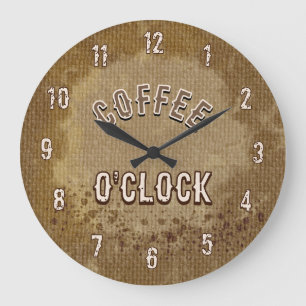 Coffee O'Clock Rustic Kitchen Large Clock