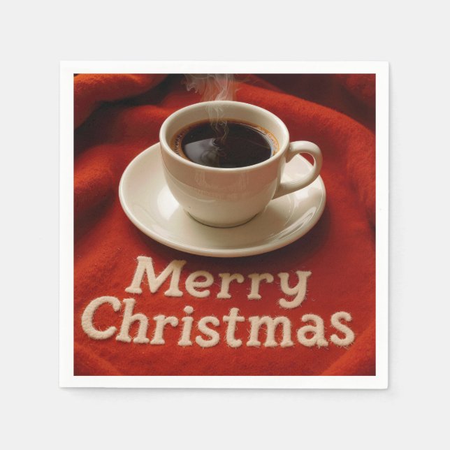 Coffee On a Merry Christmas Blanket Napkin (Front)