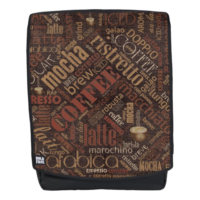 Coffee on Burlap Word Cloud Brown ID283 Backpack (Front)