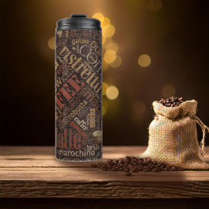 Coffee on Burlap Word Cloud Brown ID283 Thermal Tumbler