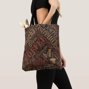 Coffee on Burlap Word Cloud Brown ID283 Tote Bag