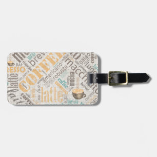 Coffee on Burlap Word Cloud Teal ID283 Luggage Tag