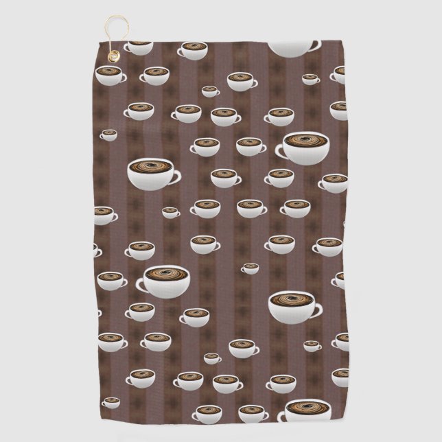 Coffee on Stripes Golf Towel (Front)