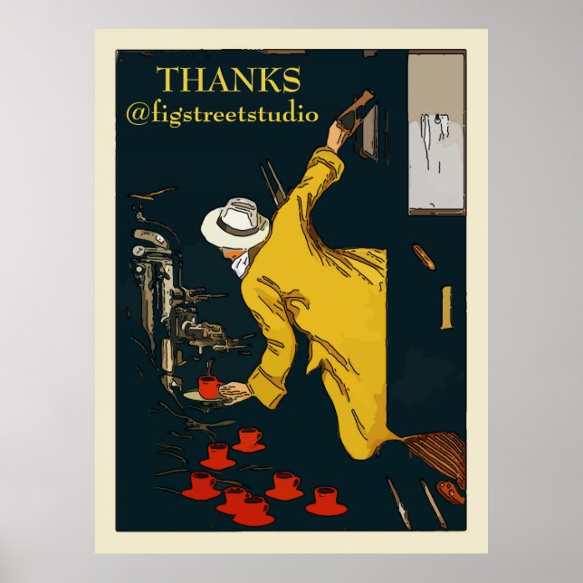 Coffee On The Go Vintage Espresso Sign (Front)