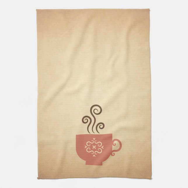 Coffee or Tea Cup on Aged Paper Background Towel (Vertical)