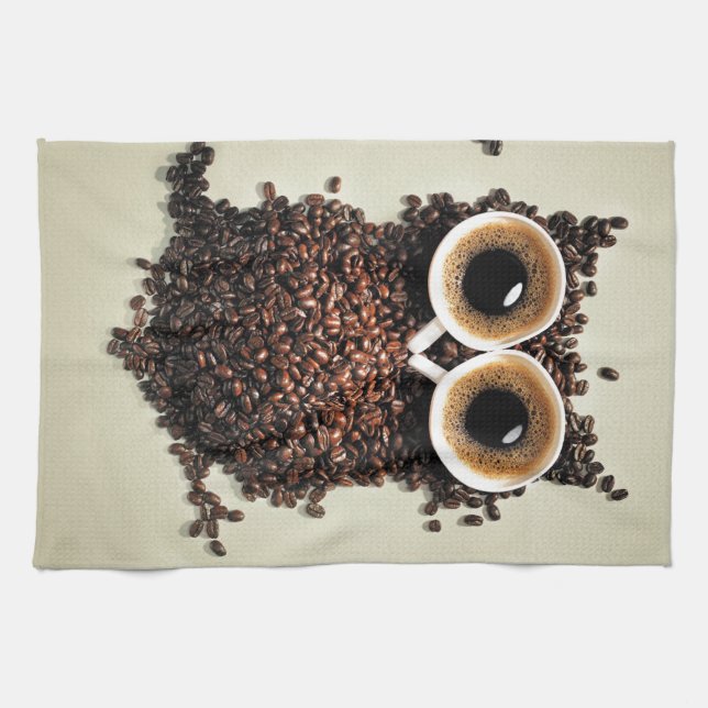 Coffee Owl Tea Towel (Horizontal)