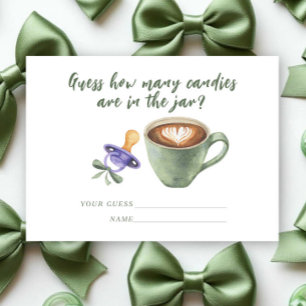 Coffee Pacifier Baby shower Guess how many candies Enclosure Card