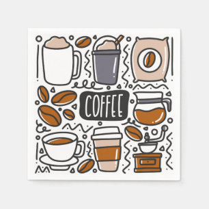 Coffee Paper Napkins, Cafe Latte Espresso Party Napkin