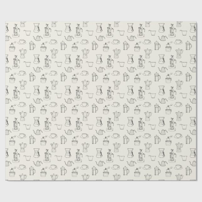 Coffee Paraphernalia Wrapping Paper (Flat)
