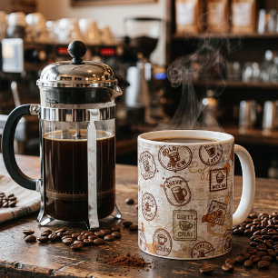 Coffee Passport Vintage Stamp Mug