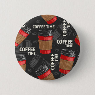 Coffee pattern 6 cm round badge
