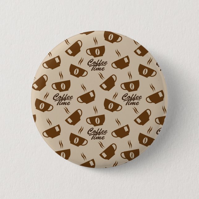 Coffee pattern 6 cm round badge (Front)