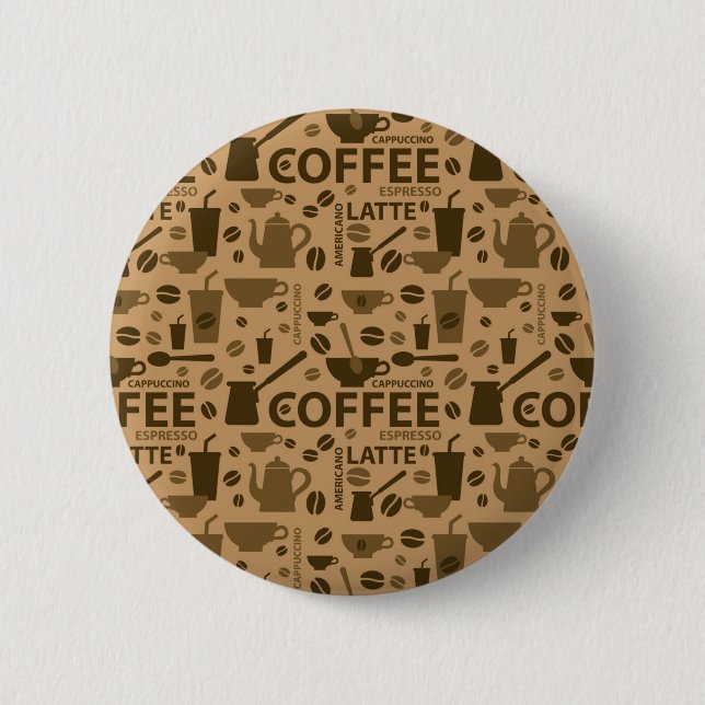 Coffee pattern 6 cm round badge (Front)
