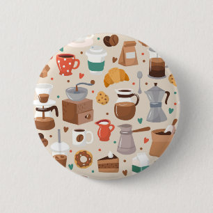 Coffee pattern 6 cm round badge