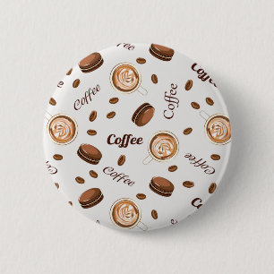 Coffee pattern 6 cm round badge