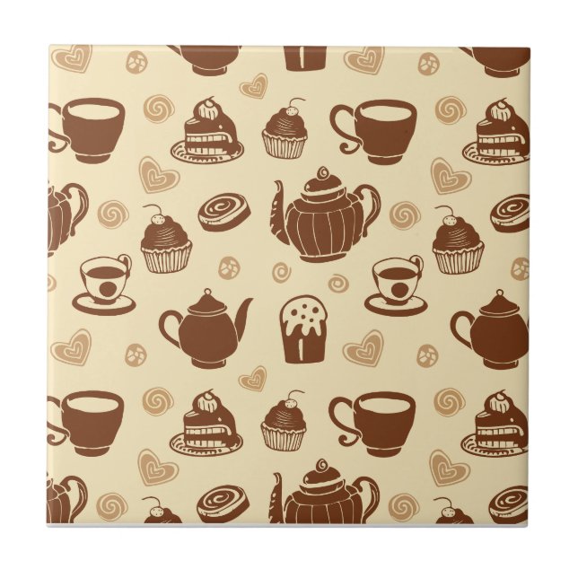 Coffee pattern Ceramic Tile (Front)