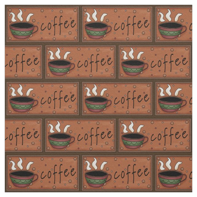 Coffee Pattern cotton twill fabric (Swatch)