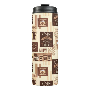 Coffee Pattern custom monogram tumbler