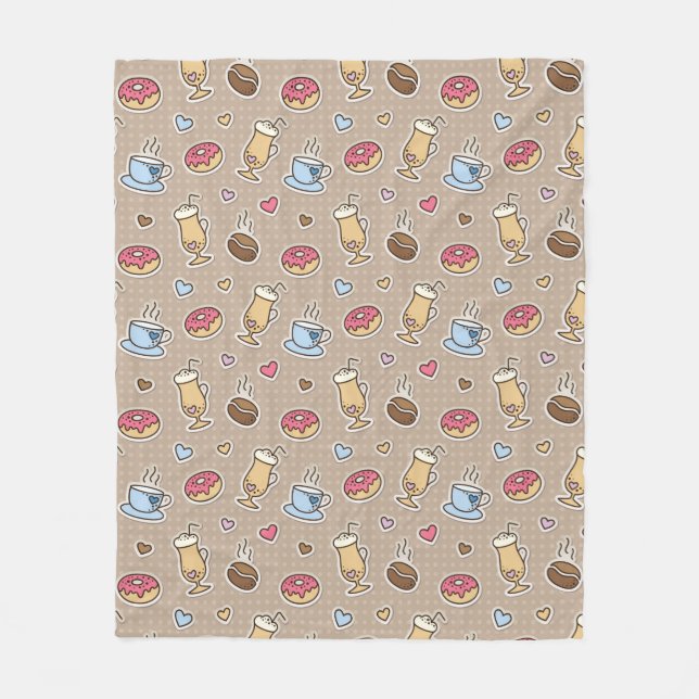 Coffee pattern fleece blanket (Front)