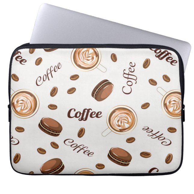 Coffee pattern laptop sleeve (Front)