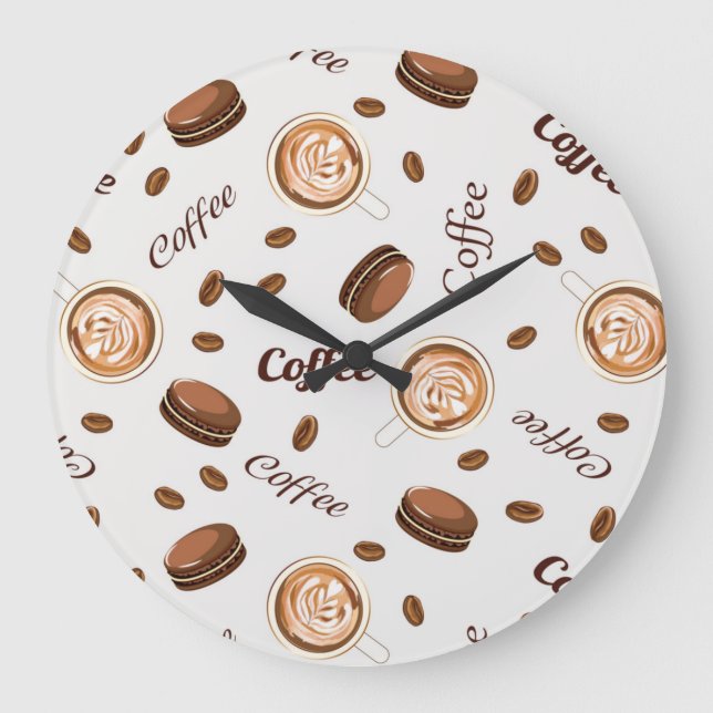 Coffee pattern large clock (Front)