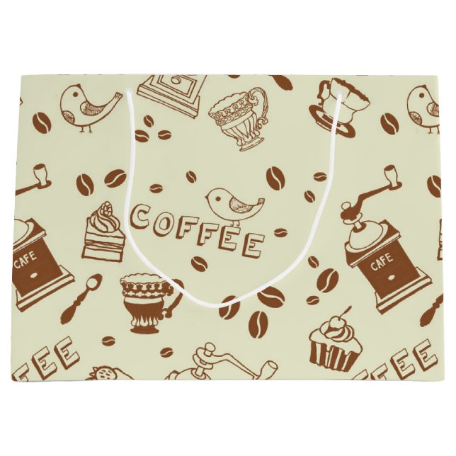 Coffee pattern large gift bag (Front)