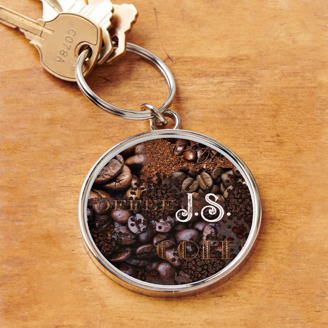 Coffee Pattern Monogram Keychain (Creator Uploaded)