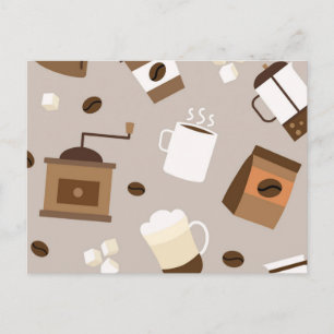 Coffee pattern postcard