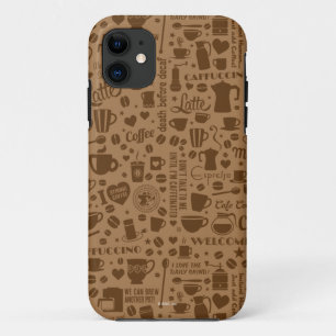 Coffee Pattern Square iPhone 11 Case